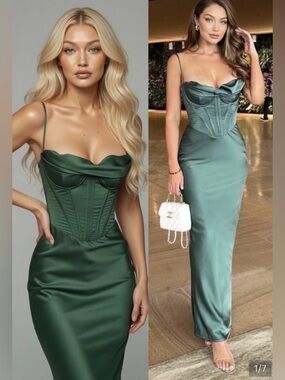HOUSE OF CB 'Charmaine' Forest Corset Maxi Dress /Small US4-6 $285